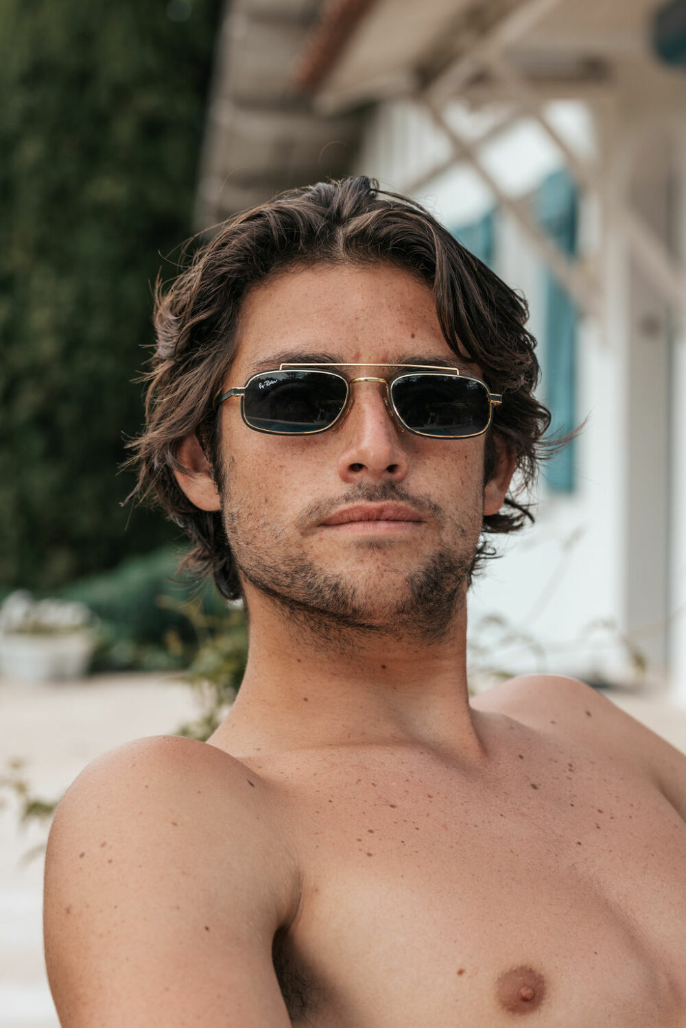 LUNETTES DE SOLEIL VINTAGE FOVS HOMME NOIRE ET DORÉE